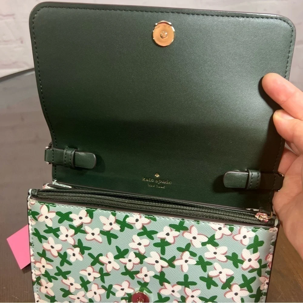 KATE SPADE NEW YORK DANA WALLET ON A STRING. BUTTER Platinum Grey NWT